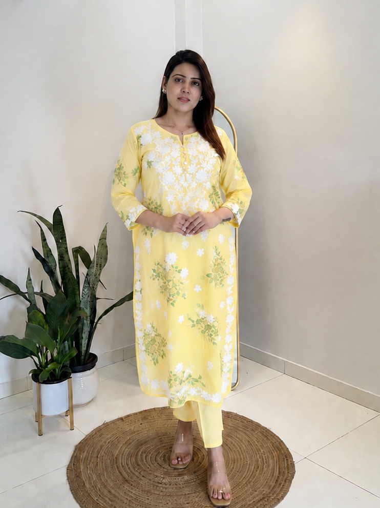 Lucknowi Floral Suit