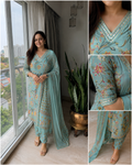 Soft Blue Floral Suit set