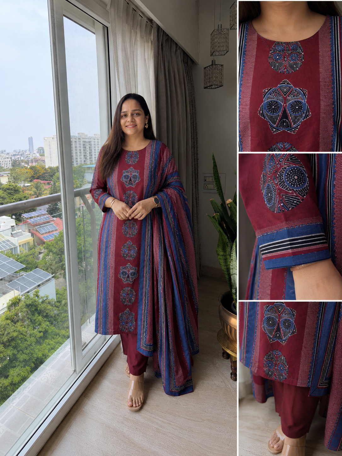 Ajrak Print Suit Set